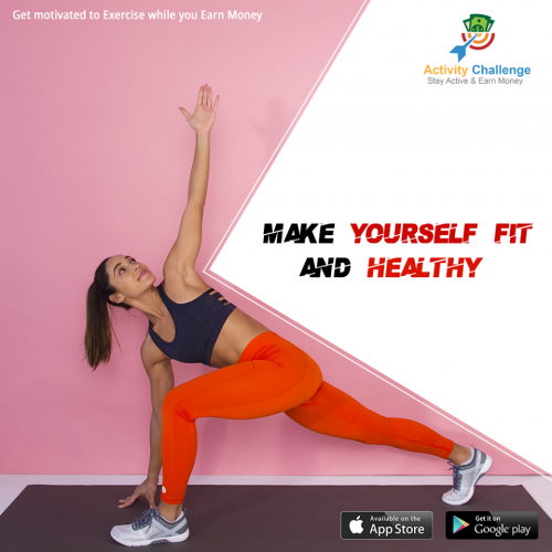 Be fit and healthy and also Earn money by challenging others by using the best fitness app "Activity-challenge app"