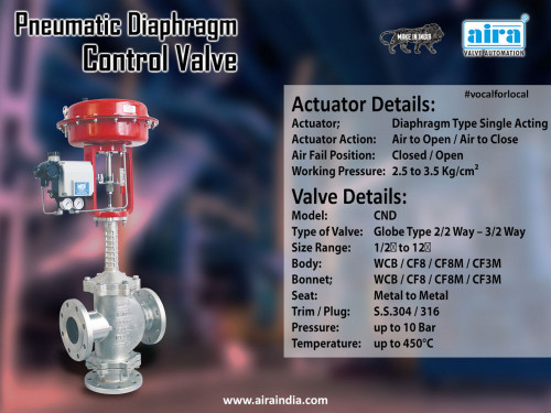 Aira Euro Automation is one of the leading manufacturer, exporter and supplier of three way control valve in India.