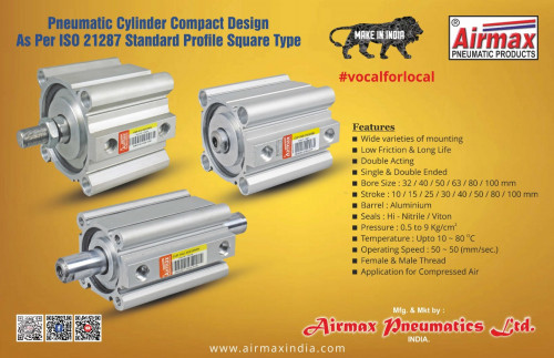 Airmax pneumatic is a leading manufacturer and exporter of compact pneumatic cylinder in India.