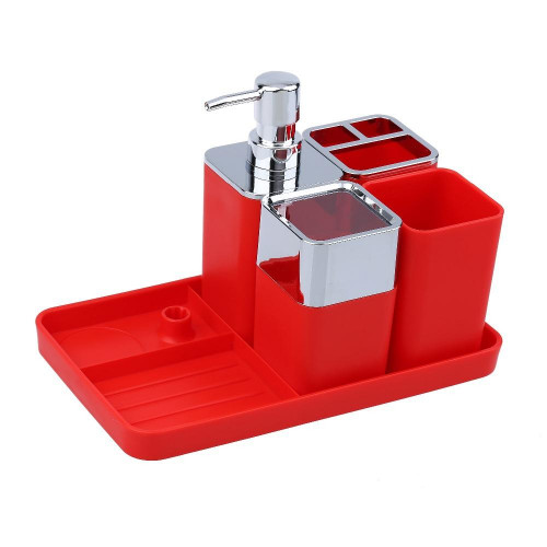 5pcs Plastic Bathroom Accessories Set Red