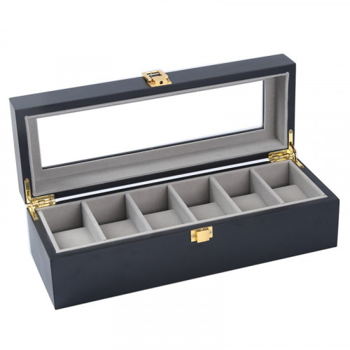 6 Slots Wood Watch Boxes Black 1