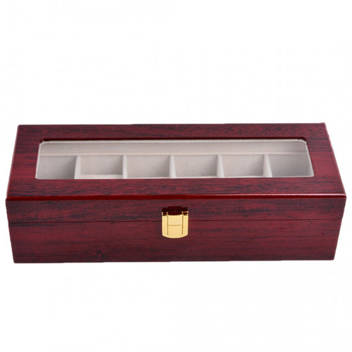 6 Slots Wood Watch Boxes Bordeaux red 1