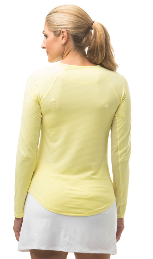 900603 SanSoleil SolTek ICE V Neck Tennis Top. Lemon Zest (3)