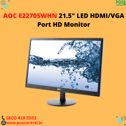 The AOC E2270SWHN is a 21.5-inch LED monitor with a full HD resolution of 1920 x 1080 pixels. It features HDMI and VGA ports for versatile connectivity to computers, laptops, and other devices. The monitor has a slim bezel design that adds a modern touch to any workspace. With its LED backlighting technology, this monitor delivers sharp vivid images with accurate colors. The AOC E2270SWHN 21.5 LED Monitor is also eco-friendly, consuming less power compared to traditional monitors. It has a fast response time of 5ms, making it an excellent choice for gaming, multimedia, and everyday computing tasks. Overall, the AOC E2270SWHN Monitor is a reliable and affordable choice for those looking for a basic monitor with solid features. Get the AOC E2270SWHN 21.5-inch LED Display with VGA and HDMI Ports Online at affordable prices from the POS Central India website with free shipping all over India. Visit https://www.poscentral.in/aoc-e2270swhn-21.5-led-hdmi-vga-port-hd-monitor.html