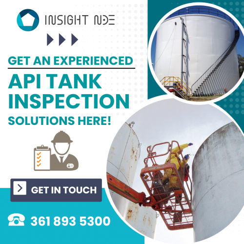 Insight NDE provides the highest quality API tank inspection service at competitive prices. Our talented and knowledgeable professionals use innovative technology to deliver accurate results on a timely basis. We are committed to client service excellence, safety, and maintaining a financially strong organization while encouraging individual achievement. Get a quote!