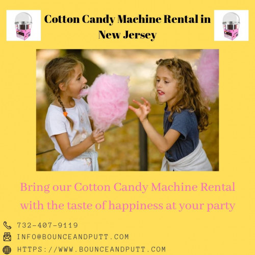 Looking for Cotton Candy? Bounce and putt providing Cotton Candy Machine Rental in New Jersey for our party or event. That brings joy and happiness of taste in your party. Contact us and take our taste service at your party.

#cottoncandymachinerentalnj
https://www.bounceandputt.com/cotton-candy/