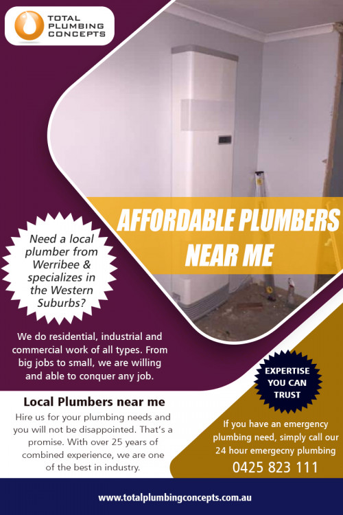 Quick and Simple Ways to Find the Best Local Plumbers Near Me at http://totalplumbingconcepts.com.au/plumber-williamstown/

Find Us: https://goo.gl/maps/HxU1pmmw7h2J7zR86

Services :

plumbers in williamstown
Plumber Williamstown

The certification process is described and extensive. It is not a simple matter of just paying for a brief training course and getting a piece of paper. A Local Plumbers Near Me professional is a trained, well-read specialist. They are needed to take numerous hrs of the institution and need to train with an accredited plumber for as long as 5 years in some states. Working with somebody completely accredited as a plumbing technician will certainly have the experience needed to manage any kind of work.

Total Plumbing Concepts

Address: 2/21 Gerves Dr Werribee VIC 3030
Phone: 0425823111
Email: Info@totalplumbingconcepts.com.au

Social Links :

https://www.pinterest.com.au/totalplumbingconcepts/
https://www.instagram.com/plumberwerribee/
https://www.reddit.com/user/plumberwerribee
https://remote.com/plumberwerribee
http://plumberwerribee.strikingly.com/
https://www.allmyfaves.com/plumberwerribee
https://profiles.wordpress.org/plumberwerribee/
http://tradesi.com.au/view/T1519466020-10525/Total+Plumbing+Concepts.htm
https://fonolive.com/b/au/werribee/plumber/978794/total-plumbing-concepts