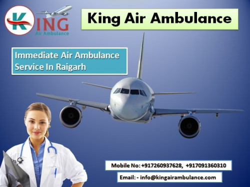 Now you can avail the King air ambulance service in Raigarh in a cheap and best price cost. It is easy to hire anytime from anywhere. Visit: https://www.kingairambulance.com/air-train-ambulance-raigarh/