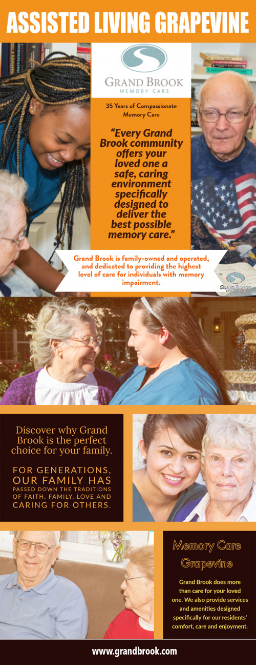 Memory Care Grapevine Provides the highest level of care to individuals with disability at https://grandbrook.com/communities/grapevine/

Find us here: https://goo.gl/maps/xnXo3b3XggQWWbLx6

Services: 
Assisted Living Grapevine, Memory Care Grapevine, Assisted Living Grapevine Tx, Memory Care Grapevine Tx, Assisted Living Facilities Grapevine, Assisted Living Communities Grapevine, Memory Care Facilities Grapevine

Assisted Living Grapevine Tx promote independence, which is healthy for a person's self-confidence. While looking for an assisted-living facility, one should consider what would be best for their particular circumstances.Assisted living facilities are not medical facilities and so do not have a doctor or nurse on staff. Another factor that distinguishes assisted living facilities from nursing homes is the flexibility of location. For most people, cost and location are the number one deciding factors. Talk to a specialist today to learn more about your options!

Contact Us:  Grand Brook Memory Care of Richardson/N. Garland 
2501 Heritage Avenue Grapevine, TX 76051 , USA
Phone number -  (817) 329-8500
Email : AAnderson@grandbrook.com

Social:
http://www.folkd.com/user/grandbrook
https://enetget.com/memorycaregrapevine
http://uid.me/memorycaregrapevine
https://refind.com/memory-care-mckinney-tx
https://medium.com/@grandbrookmemorycare1