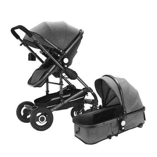Baby stroller 2 in 1 newborn baby carriage Black