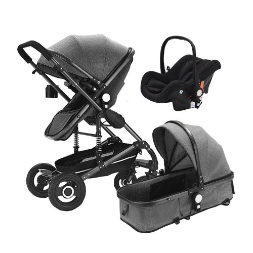 Baby stroller 3 in 1 newborn baby carriage Black