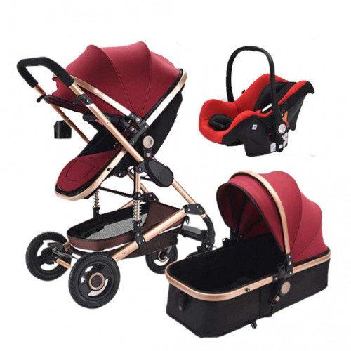 Baby stroller 3 in 1 newborn baby carriage Red