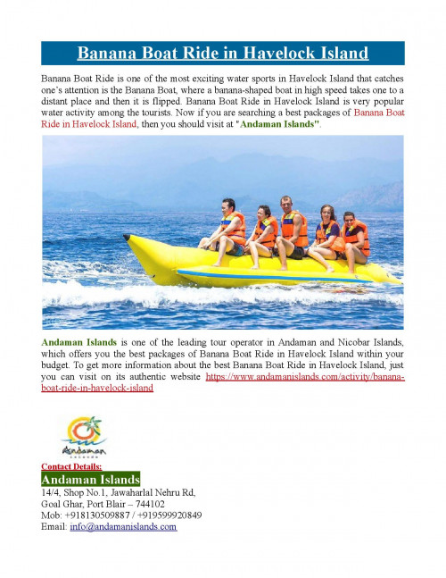 Andaman Islands offers the best packages of Banana Boat Ride in Havelock Island within your budget. To know more about Banana Boat Ride in Havelock Island, just visit at https://www.andamanislands.com/activity/banana-boat-ride-in-havelock-island
