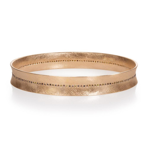 Bangle bracelet with Autumn Diamondsspanspan 076ctw flush set down center in 18k rose gold. To know more details please visit here https://eyeonjewels.com/product/bangle-bracelet-with-autumn-diamondsspanspa-7917