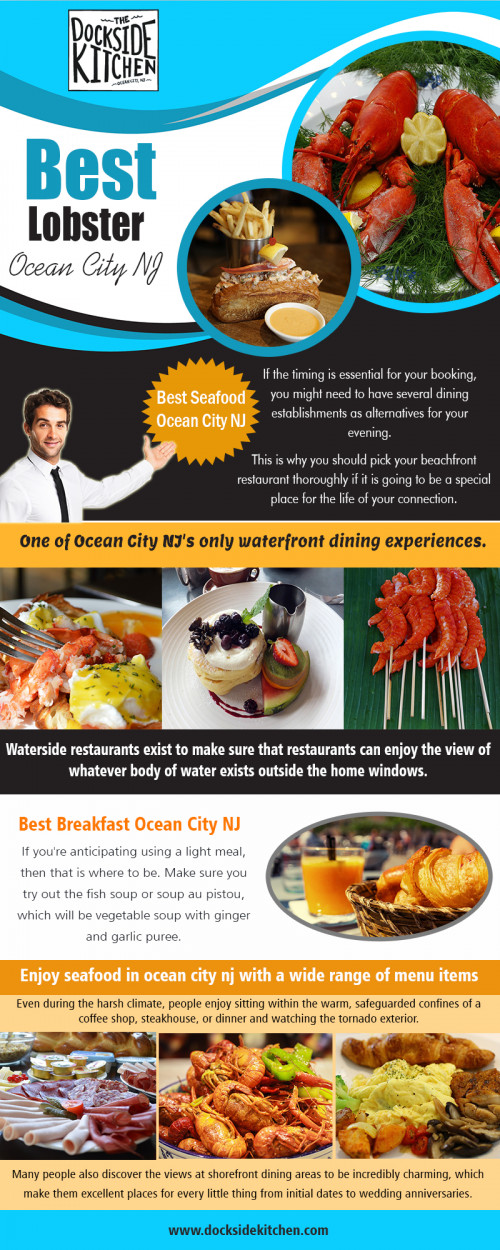 Waterfront dining in ocean city nj offers lunch, dinner, drinks and specials at https://docksidekitchen.com/

Also visit here:
https://docksidekitchen.com/menu/
https://docksidekitchen.com/shop/
https://goo.gl/maps/yNBWJFTeqgAMdfZ88

Services: best waterfront dining OC NJ , best breakfast OC NJ,  best brunch OC NJ, best seafood OC NJ, best lobster OC NJ, best fish and chips OC NJ

Waterfront dining in ocean city NJ Restaurants is famed for their meals and impeccable services. It's an excellent idea to navigate through the numerous dining choices matching your budgetary constraints while also checking out for some special offers. The city also hosts a number of those restaurant brands from different areas of the planet such as and translating the same quality, flavor, and ambiance on at Beach. Breakfast at OC NJ Restaurant can vary from traditional to modern, harmful to wow- make it what you enjoy!


Contact us: HMRX Group
228 Bay Ave, Ocean City, NJ 08226, USA
Phone Number-	609 399 5588
Email: hi@docksidekitchen.com
Hours of Operation- Monday- 
Sunday 8AM - 3PM

Social:
https://ello.co/breakfastocnj
https://rumble.com/user/breakfastOCNJ
https://www.dailymotion.com/breakfastOCNJ
https://breakfastocnj.wordpress.com/
https://kinja.com/breakfastocnj
https://en.gravatar.com/breakfastocnj
https://breakfastocnj.tumblr.com/