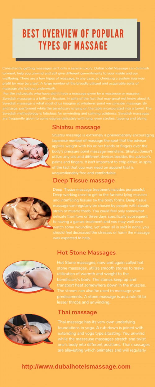 Dubai hotels massage is the best place for getting a body to body massage, full body massage, Nuru massage and many types of massage services at cheap rates.http://www.dubaihotelsmassage.com/