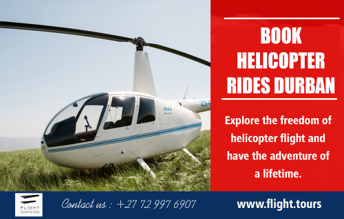 Book Helicopter Rides in Durban with smart fares at https://www.flight.tours/ 

Services : 

Adventure Tours 
Helicopter Charters 
Helicopter Game Reserve Transfer 
Helicopter Safari 

Looking for the cheapest flight options is no rocket science. With smart fares, you can get the best flight deals even at the last minute. Some websites offer online bookings. They also provide flight listings where you can compare with all other available options in your search. You can get hold of these low-cost flights for international travel quite quickly. Everything can now be possibly accomplished even as you go from place to place or from anywhere you may be. Book Helicopter Rides in Durban to get the chance to take epic photos of the city and surroundings, without the restriction of doors. 

Address : 33 Ridge Road La Lucia, Durban, Kwazulu Natal 4051, South Africa 

Email : info@flight.tours 
Phone : +27 72997 6907 

Social Links : 

https://www.pinterest.com/FlightTours/ 
https://helicopterridesdurban.contently.com/ 
https://foursquare.com/v/flighttours/5cdfa4bd916bc1002c773f8f 
http://www.alternion.com/users/helicopterflights/ 
https://helicopterrides.tumblr.com/ 
https://www.youtube.com/channel/UCJcgQ858gSP1yUGPYrSQCow