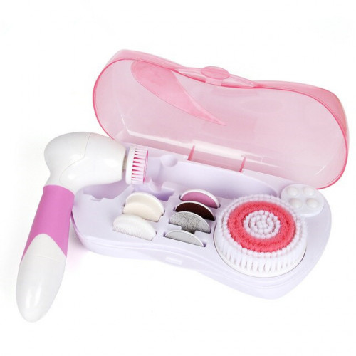 Name: Facial beauty instrument
Item No.: 0727-AE-8288B
Material: plastic + electronic components
Color: pink
Weight: 0.5kg
Host size: 9*19cm
Shell size: 24*13.6*7.4cm
Voltage: 6V
Power supply mode: 4 batteries of 5 (without battery)
Specifications: single pack
Packing list: 1 box * beauty instrument

Includes accessories:
Host *1PC;
Cleansing brush *1PC;
Foot care*4PC;
Massage ball *1PC;
Latex puff *1PC;
Deep cleansing brush *1PC;
Silicone interface head *1PC.

Features: Effectively cleans the face, clears pores, removes dirt; performs foot care.
