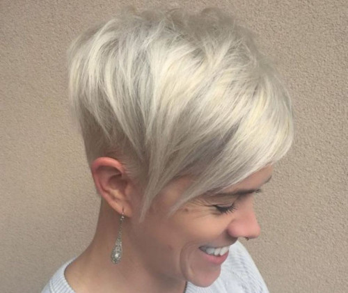 Choppy Blonde Pixie with Long Side Bangs