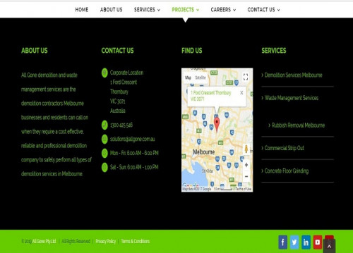 Real screening will reveal degrees of soil and besides microbial that solicitation to be discarded by ace quality equipment, for instance, a NAM negative air maker, from time to time called air scrubber, master assessment dehumidifiers, and moreover close to the completion of the endeavor a full and wide drying out upheld by means of air moving Demolition Services Melbourne contraptions. 

Web:https://allgone.com.au/services/commercial-strip-out/

#DemolitionMelbourne #DemolitionCompanyMelbourne #LocalDemolitionCompaniesMelbourne #DemolitionContractorsMelbourne #DemolitionServicesMelbourne #HouseDemolitionMelbourne