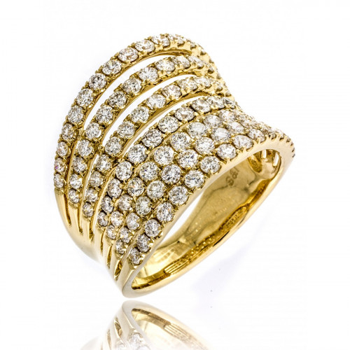 Diamond Multi-row, 18K Yellow Gold Sophia by Design Diamond Ring with 2.04 ct of Brilliant Round Cut Diamonds in a Multi-Row Design. To know more details please visit here https://eyeonjewels.com/product/diamond-multi-row-14201