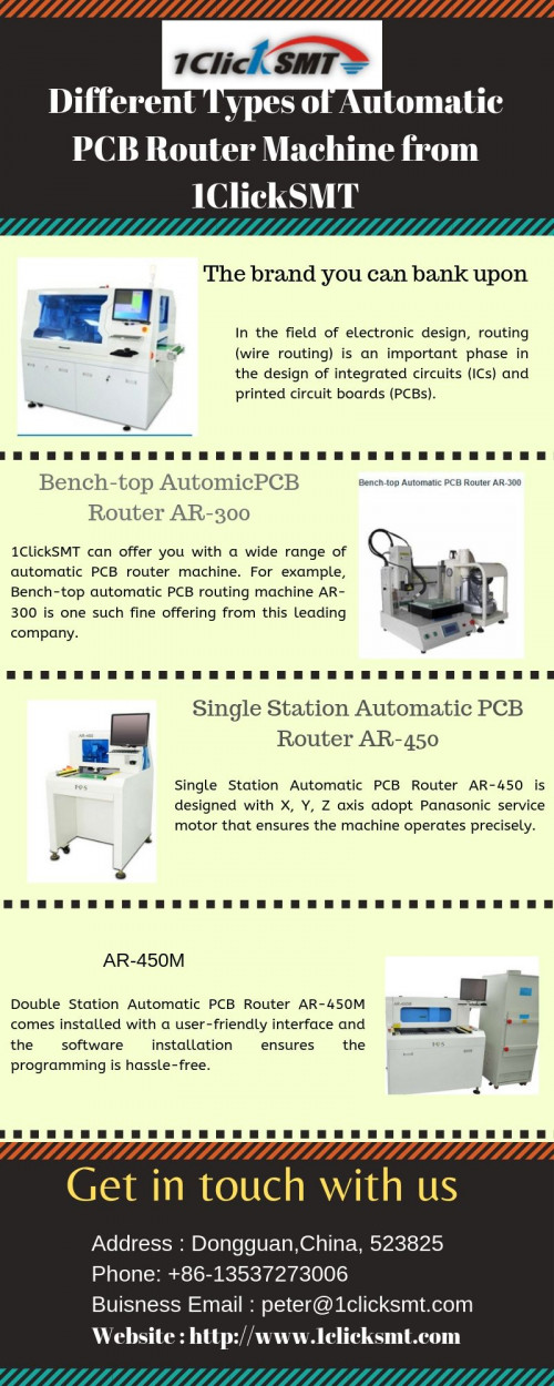 Learn here all the necessary details and salient features of different types of automatic PCB router machine. 1ClickSMT products will not disappoint you. 
Just visit the website : https://go2article.com/article/different-types-of-automatic-pcb-router-machine-from-1clicksmt/