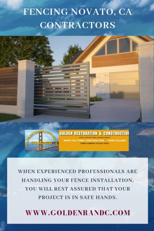 Whether you need custom building fences for your home or re-establishing the old fence, our experts can flawlessly refresh the railing by utilizing quality building material. If you are thinking that how to install it or maintain it, then Fencing Novato, CA contractors are here to help you.

https://goldenrandc.com/fences-2/