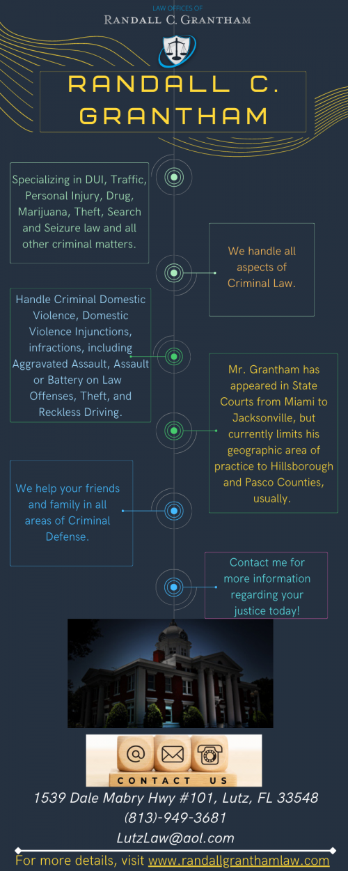 If any member of your family has been arrested for a violence. Then you should hire the best lawyers for domestic violence. In the list of laywers, Randall C. Grantham is one of the best criminal defense lawyer in Florida. He handles all aspects of criminal law. Schedule a consultation at (813) 949-3681 or visit the website for more information. 

Visit: http://www.randallgranthamlaw.com/