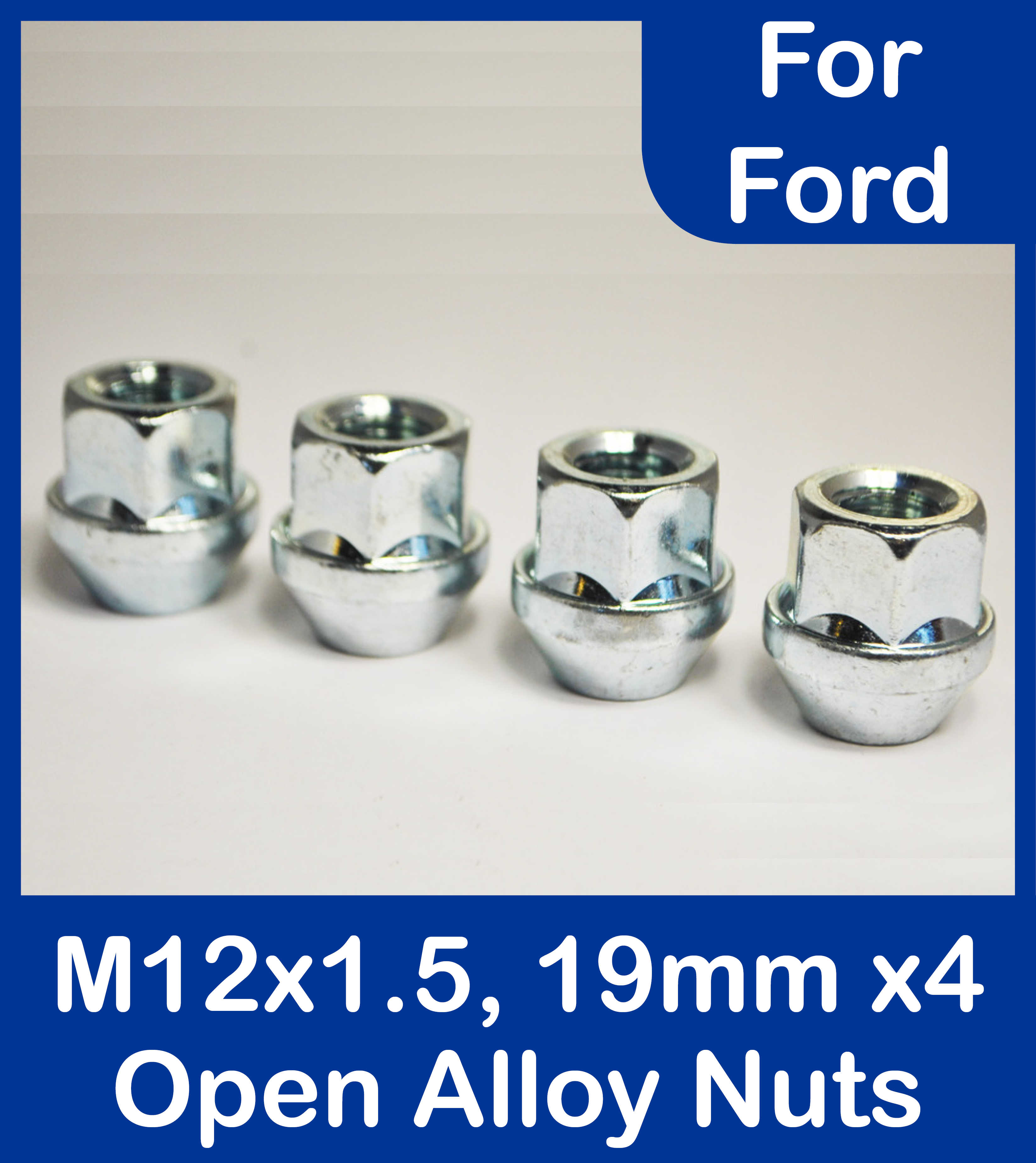 17mm Hex Open Alloy Wheel Nuts 4 x M12 x 1.25 Zinc