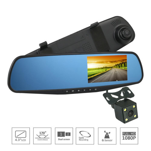 Full HD Rearview mirror dual channel recorder