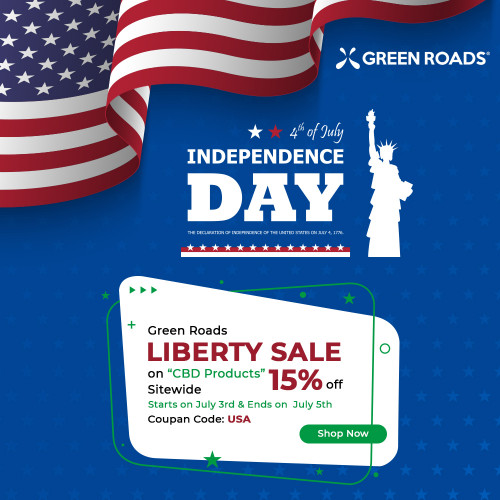 Celebrate Independence Day better by adding CBD to your routine.
#4thJuly
#GreenRoadsCBD
#CBDProducts