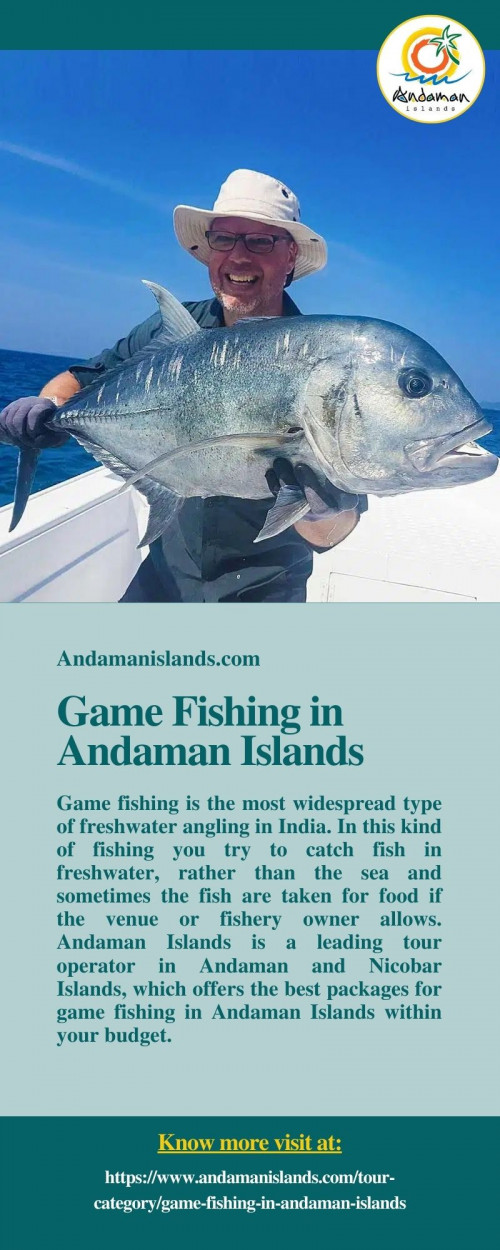 Andaman Islands is a leading tour operator in Andaman & Nicobar Islands, which offers the best tour packages of game fishing in Andaman Islands at affordable price. To know more about game fishing in Andaman Island, just visit at https://www.andamanislands.com/tour-category/game-fishing-in-andaman-islands