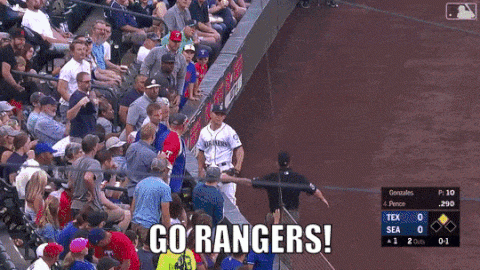 Go Rangers fan foul catch Seager at SEA 7 22 2019