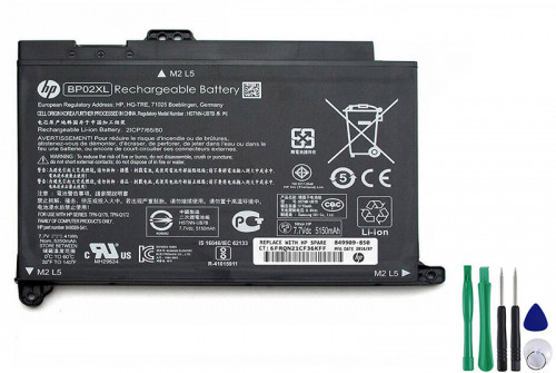 https://www.goadapter.com/original-41wh-bp02xl-hp-battery-p-94145.html

Product Info:
Battery Technology: Li-ion
Device Voltage (Volt): 7,7 Volt
Capacity: 5350 mAh / 41 Wh / 2-Cell
Color: Black
Condition: New,100% Original
Warranty: Full 12 Months Warranty and 30 Days Money Back
Package included:
1 x HP Battery (With Tools)
Compatible Model:
849569-541 HP, BP02XL HP, 849909-855 HP, TPN-Q172 HP, 849909-850 HP, TPN-Q175 HP,