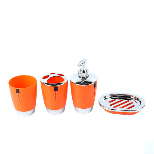 House & Home Set of 4 Bathroom Accessories Orange