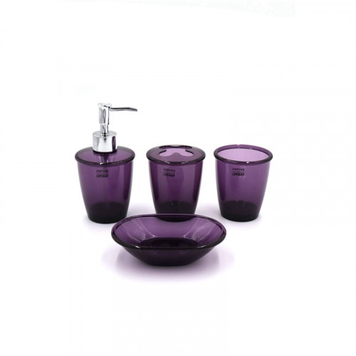 House & Home Set of 4 Bathroom Accessories Purple 1