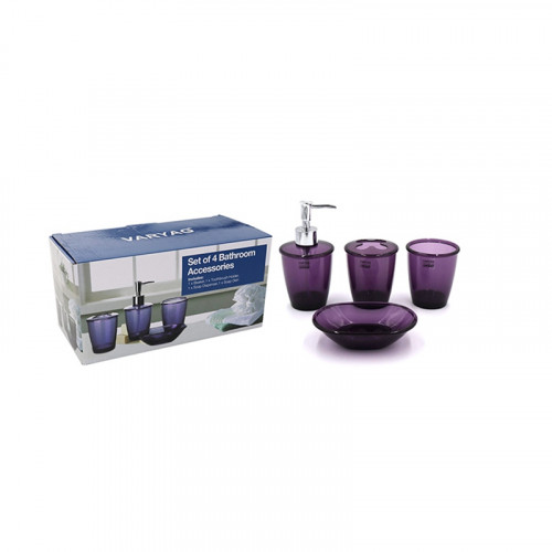House & Home Set of 4 Bathroom Accessories Purple 2