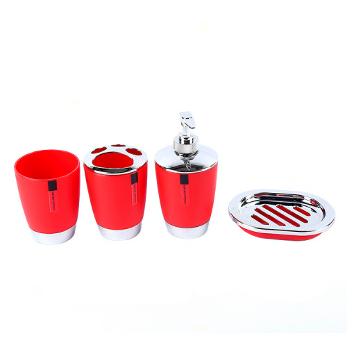 House & Home Set of 4 Bathroom Accessories Red