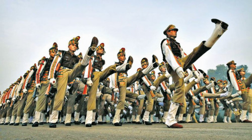 INDIAN SOLDIERS MARCH DURING REPUBLIC DAY PARADE IN NEW DELHI