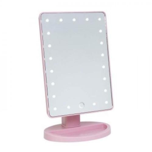 Large Vanity Makeup Mirror with LED Light Pink