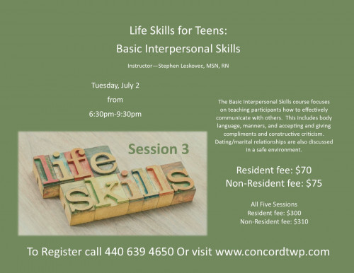 Life Skills for teens July 2