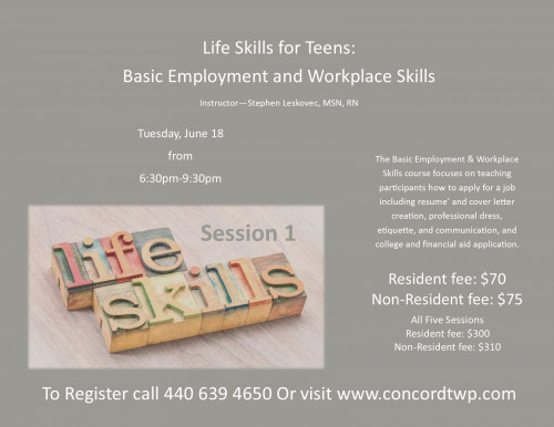 Life Skills for teens June 18