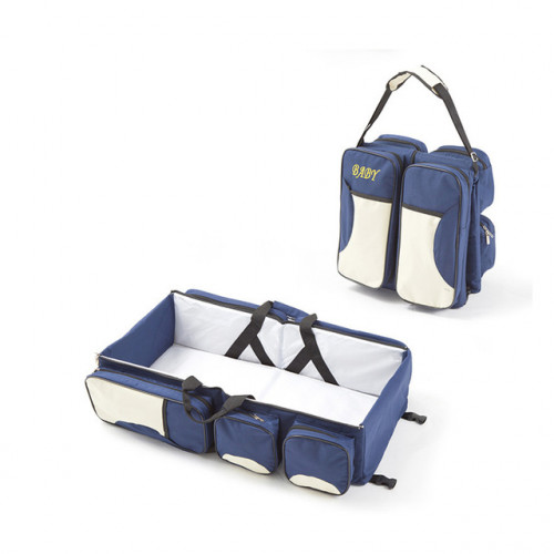 Multi function Foldable Crib Bed Folding Bag Blue