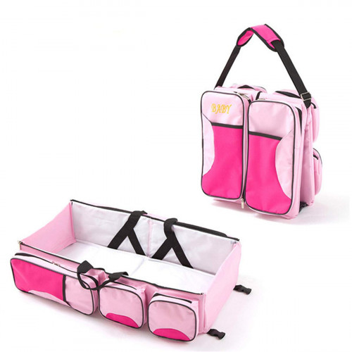 Multi function Foldable Crib Bed Folding Bag Pink