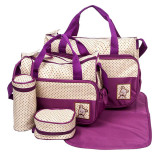 Multifunctional-Baby-Changing-Diaper-Handbag-5-Piece-Set---Purple-1