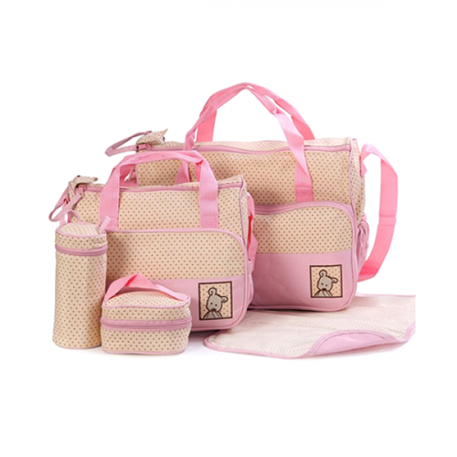 Multifunctional Baby Diaper Handbag Set 5 in 1 pink 1