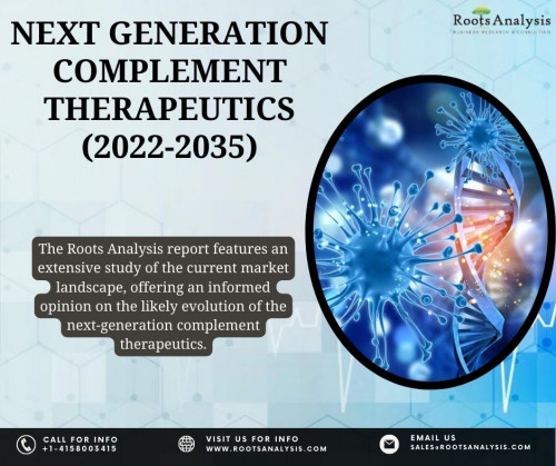 The Roots Analysis report features an extensive study of the current market landscape, offering an informed opinion on the likely evolution of the next-generation complement therapeutics in the therapy of various complement-mediated diseases. The study underlines an in-depth analysis, highlighting the diverse capabilities of players engaged in this domain. One of the key objectives of the report was to identify the primary growth drivers and estimate future growth opportunities.

For additional details, visit here: https://www.rootsanalysis.com/reports/next-generation-complement-therapeutics-market.html