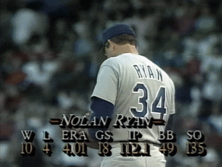 Nolan Ryan Ks at MIL 300th Win 7 31 1990