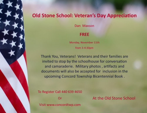 Old Stone School, Veteran's Day, Nov 11