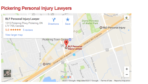 BLF Personal Injury Lawyer
1315 Pickering Pkwy
Pickering, ON L1V 7G5 
(800) 943-0167

https://blflaw.ca/pickering-personal-injury-lawyer.html